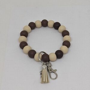 Wristlet & Keychain - Brown & Beige